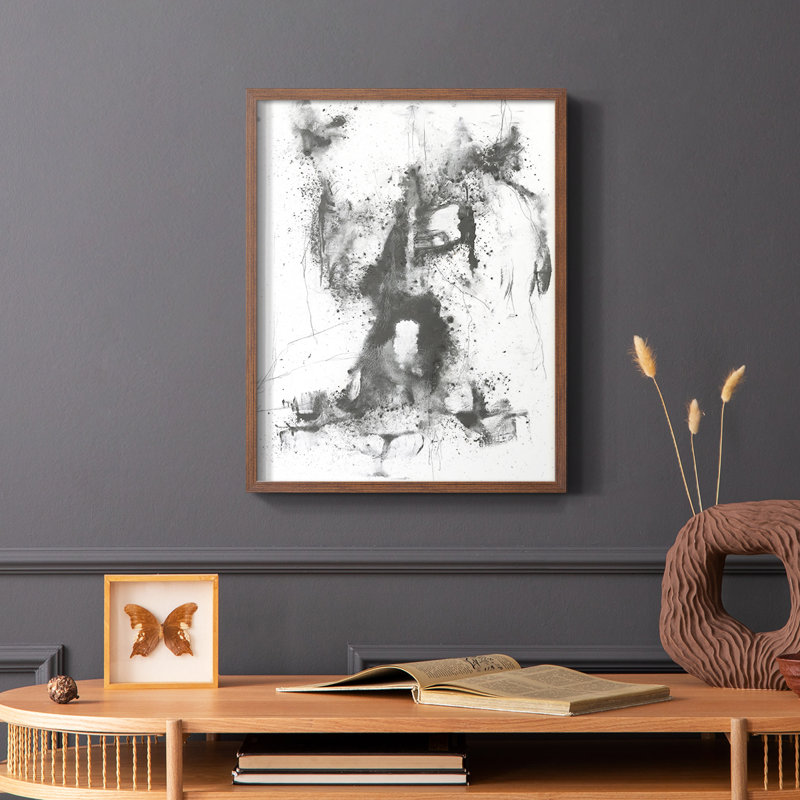 Graphite abstrait II, reproduction encadrée - bois massif, Brun, H 20 po x l 16 po