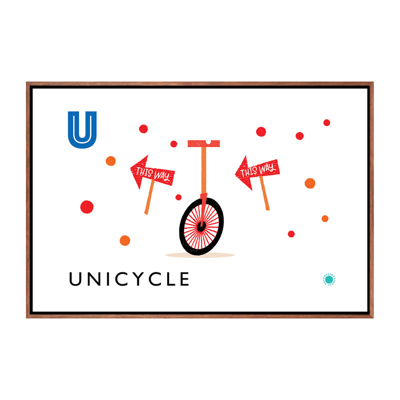 «U Is for Monicycle» - Impression, Aucun mat, H 18 po x l 26 po x P 1,5 po, Toile avec cadre brun