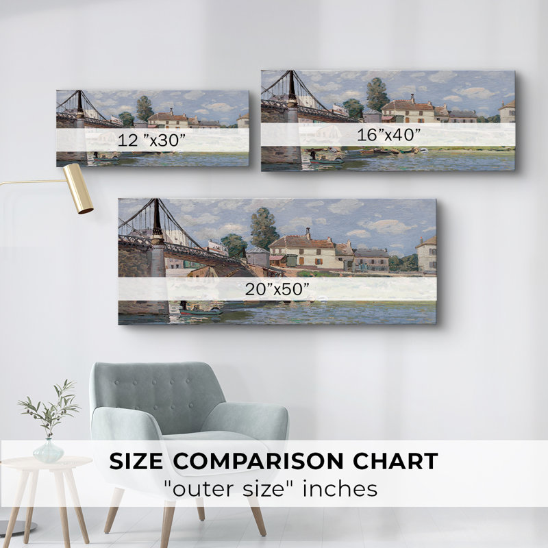 Le pont à la toile - Toile tendue avec châssis - Prêt à accrocher, H 20 po x l 50 po