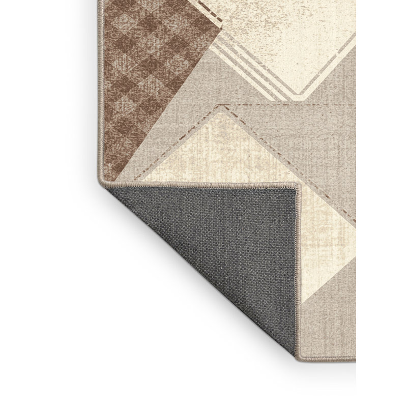 Tapis moelleux doux et moelleux à carreaux brun et beige BCBG Ealey, 5 x 7