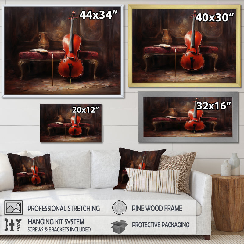 Violoncelle charisma profond bourgogne VI sur toile, H 30 po x l 40 po x P 1,5 po, Toile tendue