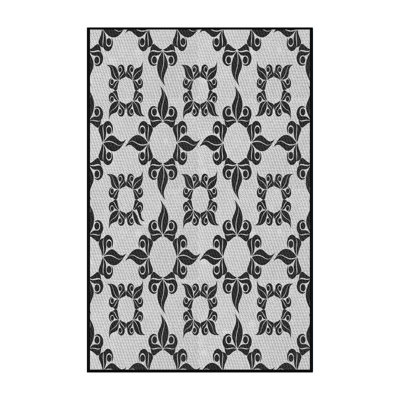 Tapis blanc/noir tissé à la machine