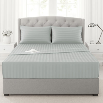 200 Thread Count Microfibre Stripe Fitted Sheet 40cm