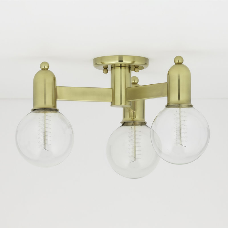 Saimi Semi Flush Mount, Aged Brass