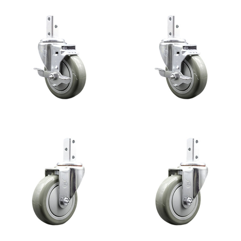 4 Piece Polyurethane Caster Set, Grey