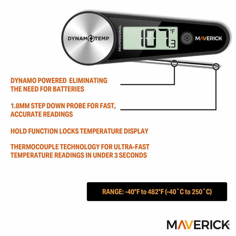Thermomètre à dynamocouple pour aliments Dynamo Temp