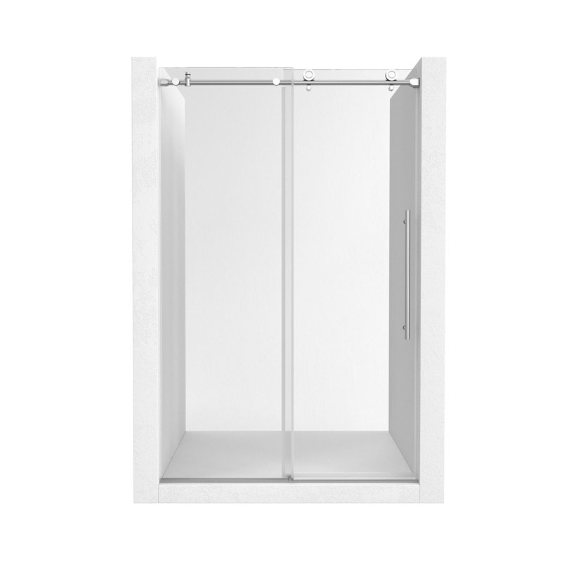 44"-48" W x 76" H Frameless Reversible Single Sliding Shower Door with Easy-Clean Tempered Glass and Stainless Steel Accessories