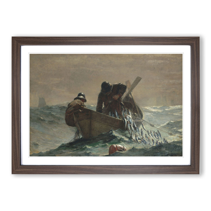 The Herring Net by Winslow Homer - Picture Frame Painting, Walnut, 48cm H x 65cm W x 2cm D