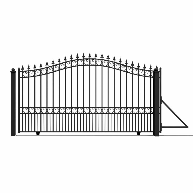 Black Steel 12 ft Sliding Driveway Gate with Pedestrian Gate