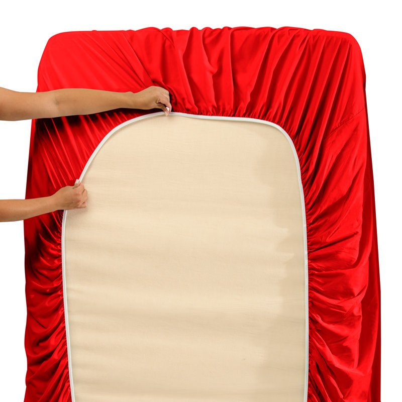 Cherry Red Twin XL Microfiber Deep Pocket Sheet Set