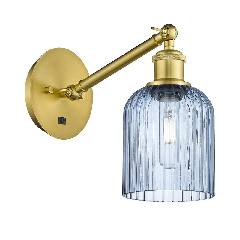 Fiennes Armed Sconce, Satin Gold, Princess Blue