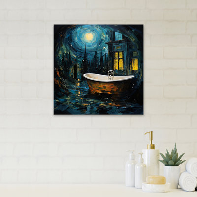 «Blue Starlight Bathroom II - Raven Animal», art mural