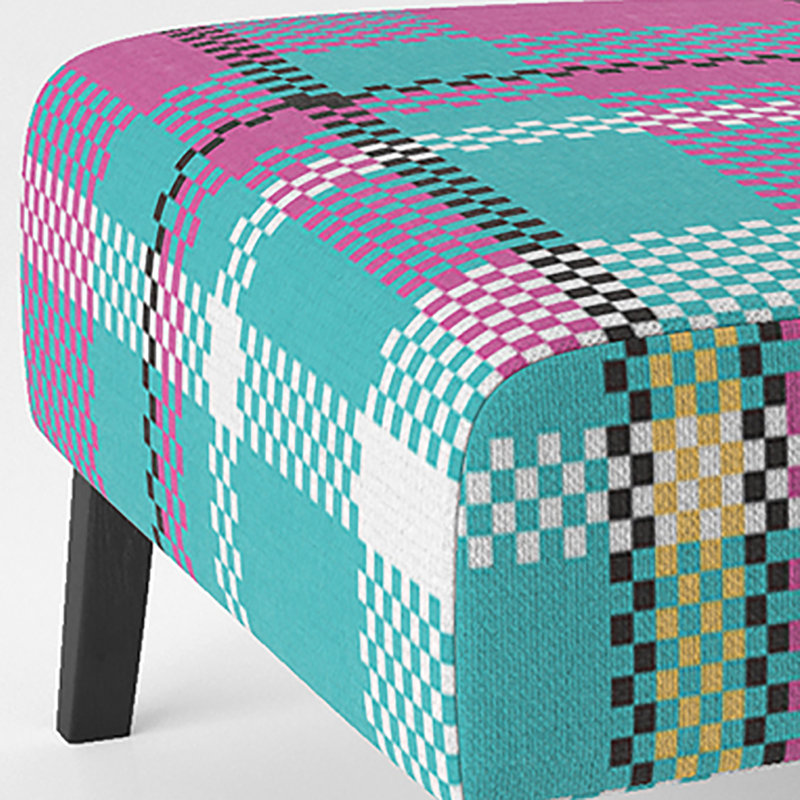 Fauteuil de chambre rembourré multicolore à motif tartan à carreaux