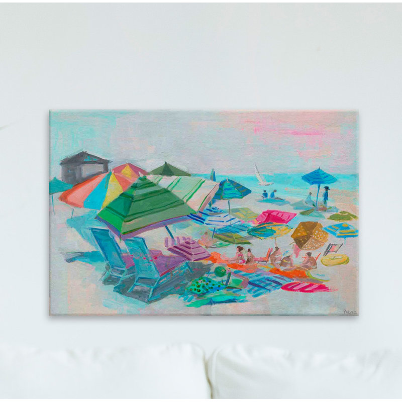 « beach day fun »-peinture à l’acrylique sur toile tendue, H 12 po x l 18 po
