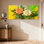 Rose et rose blanche avec feuilles vertes, ensemble de 3 impressions sur toile