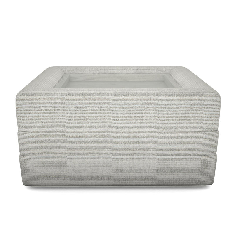 Boyden Ottoman with Wood Tray, Callaloo Cotton, Casa Blanca