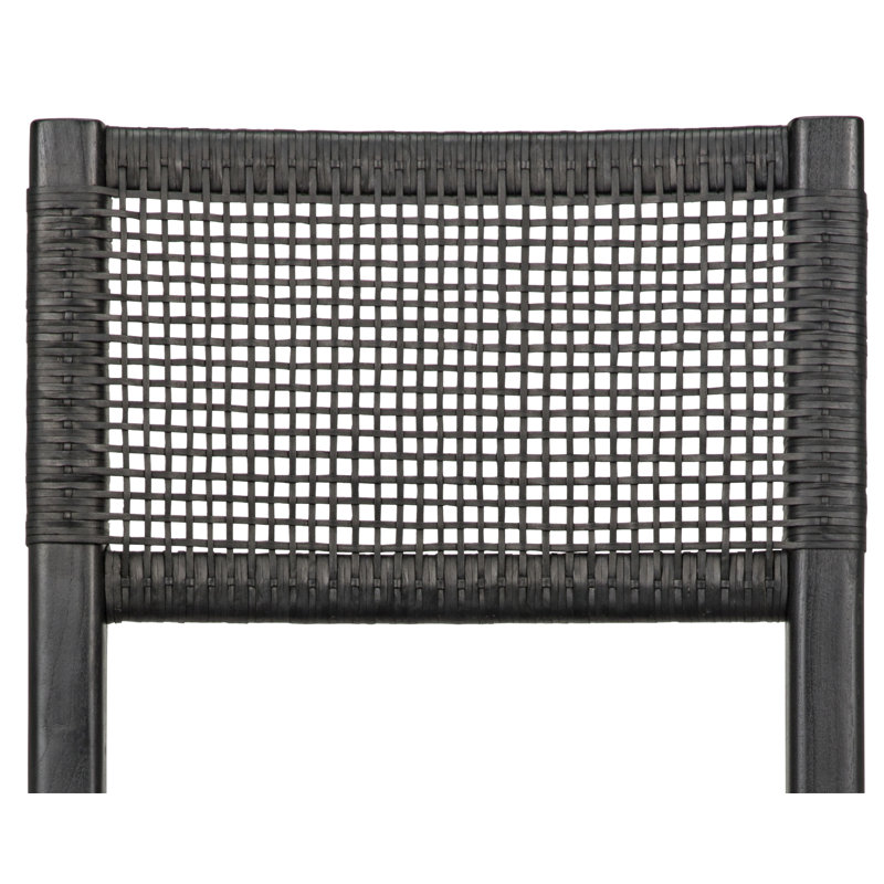 Lobos Upholstered Leather Side Chair in Soft Cotton and Sungkai Wood