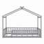 Wood Bed House Bed Frame With Fence-55087630