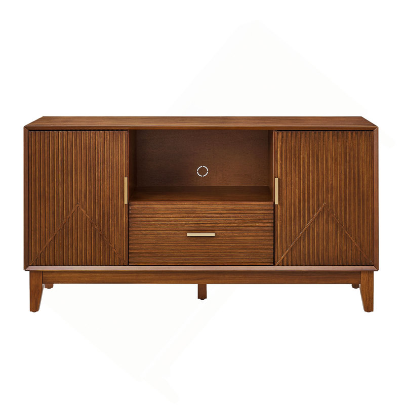 Meuble audio-vidéo Mid-Century avec tiroir et armoires