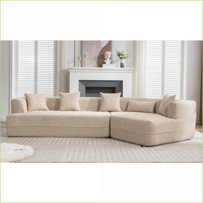 Canapé modulaire à 3 places, canapé modulaire minimaliste moderne | Revêtement noyer brun Boucle