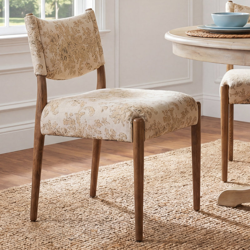 Tara Yokum Armless Dining Chair, Saxon Mink, Natural Oak