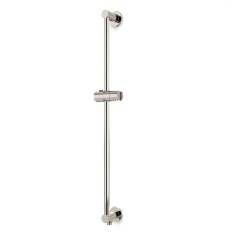 Barre coulissante avec sortie d'eau intégrée et écussons ronds, Nickel poli