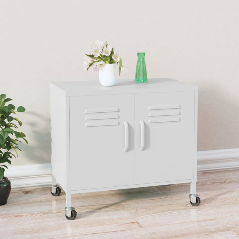 Storage Cabinet Freestanding File Cabinet with Shelves for Office Steel, White
