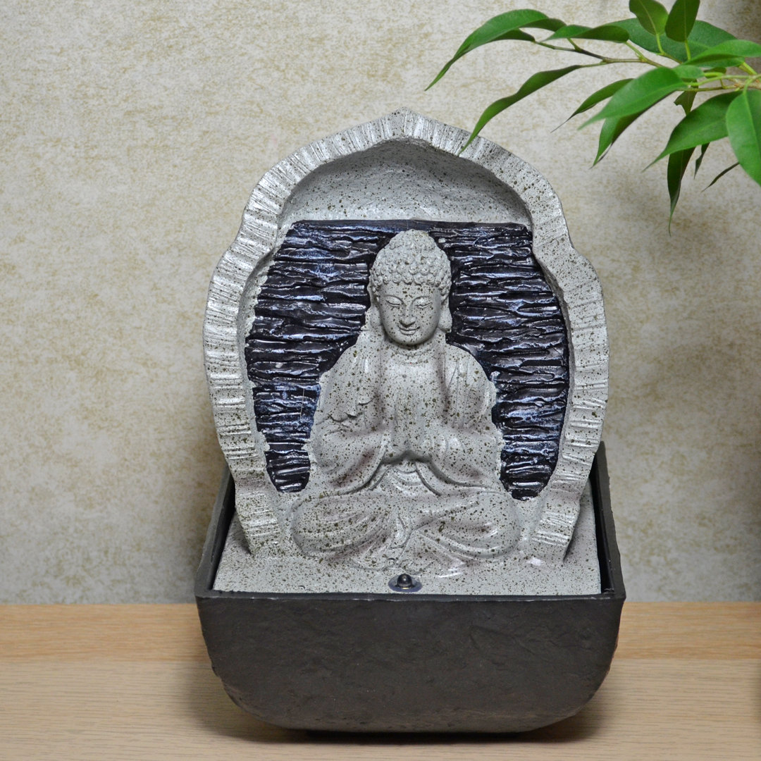 Libbey Buddha Fountain Polystone Tabletop with Light