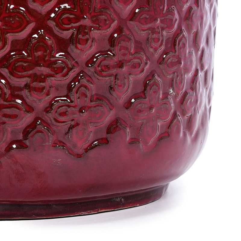 Pots de fleurs en céramique rouge moderne pour pâte de jardin pour rebords de jardin et fenêtres - Weather - Patio 3 po - Racine -