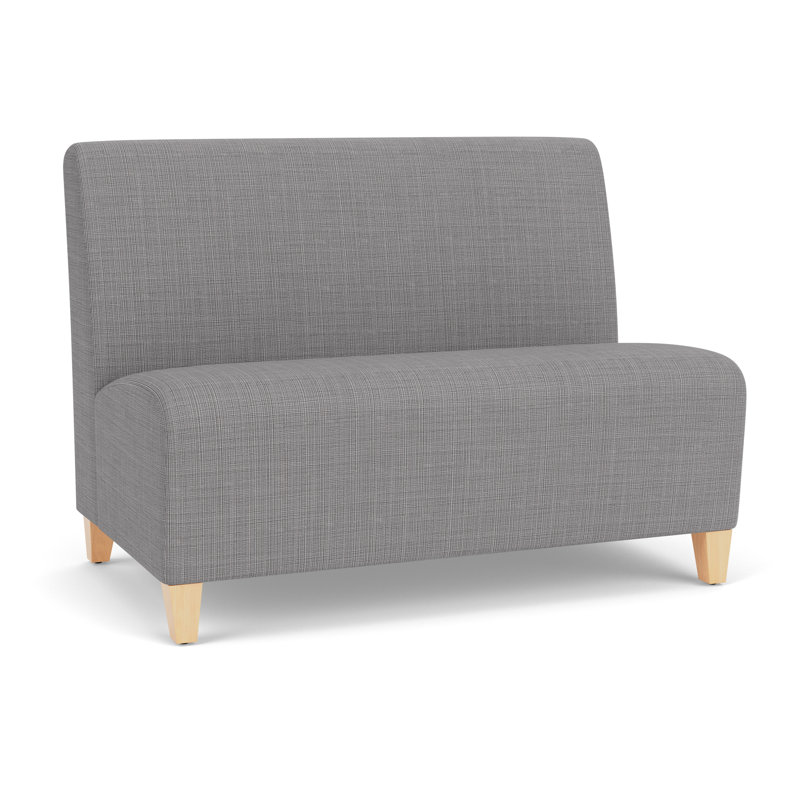 Causeuse sans accoudoirs Ravenna, Gris chambray, Bois naturel