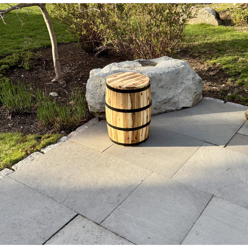 Acacia Wood Drum Patio Planter Barrel, 20" H x 13" W x 13" D