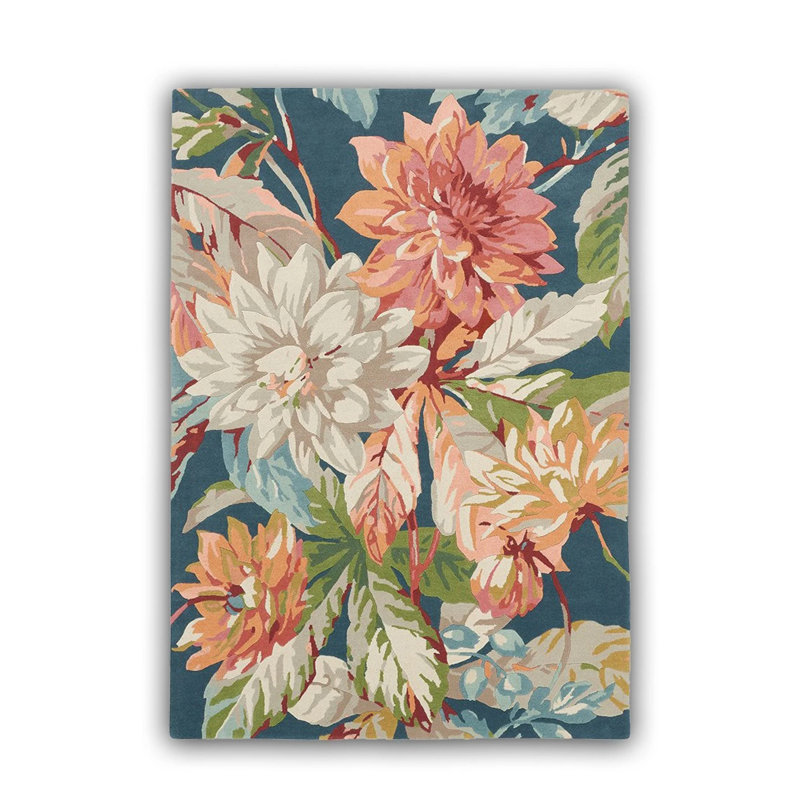 Tapis tissé à motif floral de couleurs pastel, Rectangle 5 pi x 6 pi 7 po