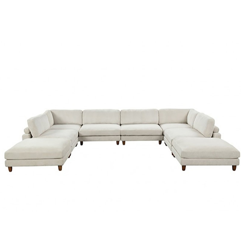 Connors 8-seat Modular Sectional, Beige Corduroy/Velvet