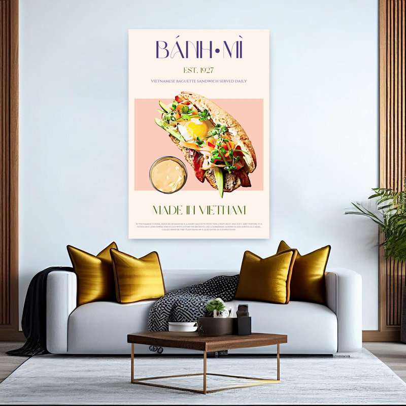 Délicieuse vietnamienne Banh Mi, art mural traditionnel, H 60 po x l 40 po