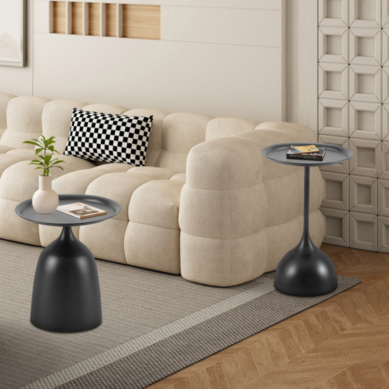 Side Table White 2 pcs, Black