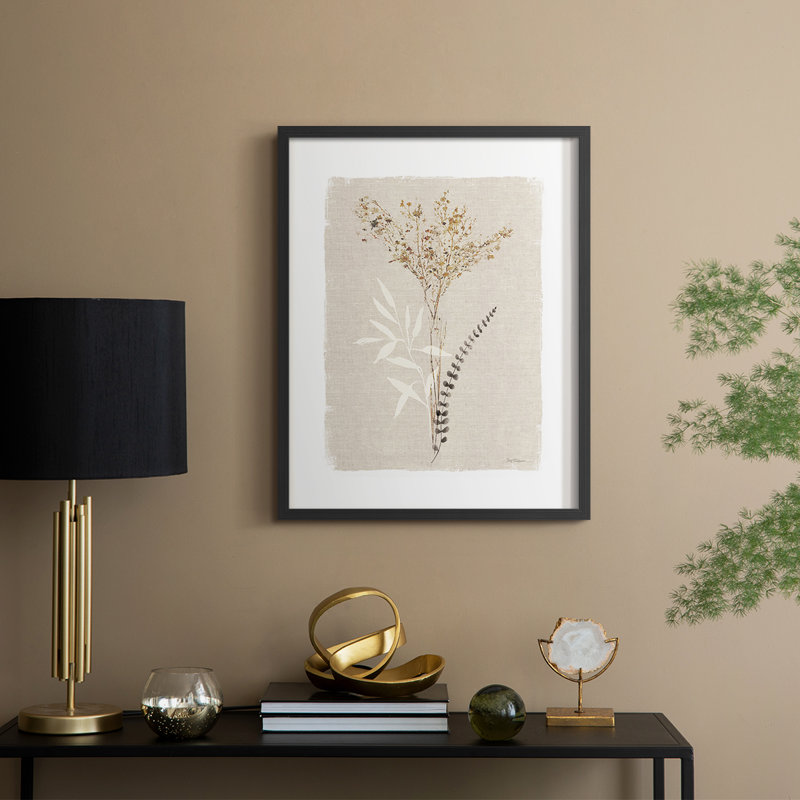 «Dried Foliage I», reproduction encadrée - bois massif, H 11 po x l 9 po, Noir, noir, noir, noir