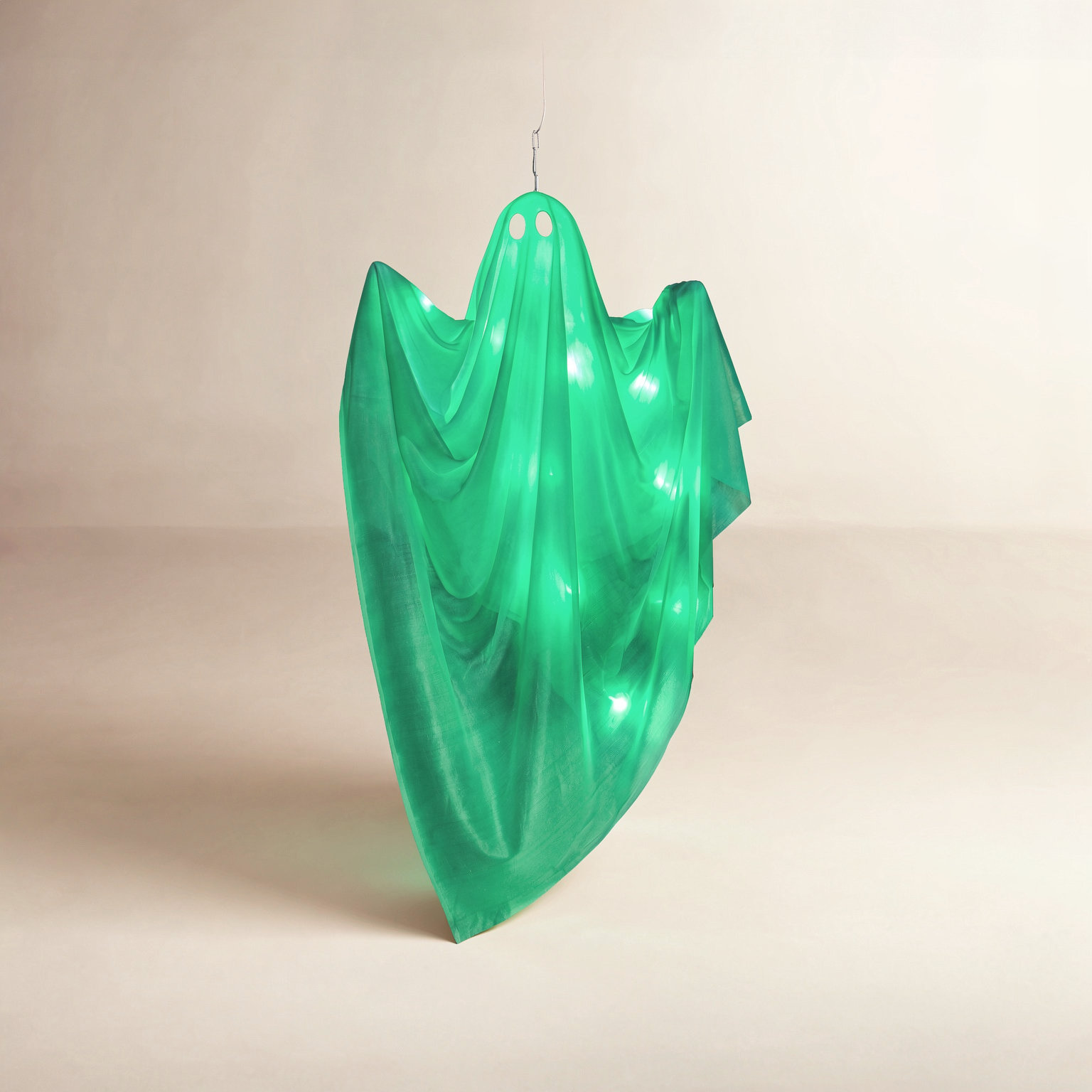 47" Light-Up Ghost Outdoor Halloween Decor, Green