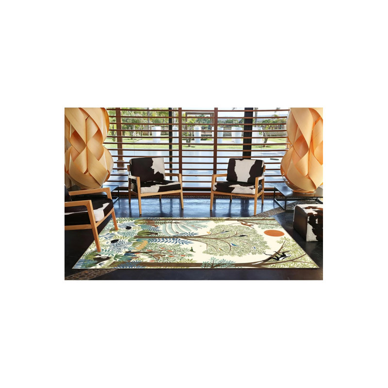 Tapis tissé à motif de singe moderne, Tapis de couloir 2 pi 6 po x 6 pi 7 po
