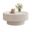 Table basse ronde cannelée moderne avec rangement caché et plateau en verre trempé-129268070