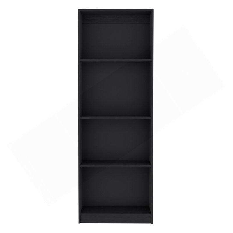 Bookcase With 4-Shelf Modern Display Unit For Books And Decor -Black -Office, (4 Shelves) 71.1"H x 24.7"W x 11.7"D