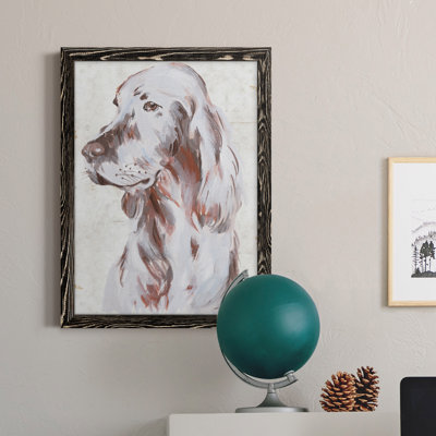 «Sitting Dog III», peinture sur toile encadrée