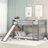 Full Over Full Bunk Bed With Slide And Ladder In Grey Color