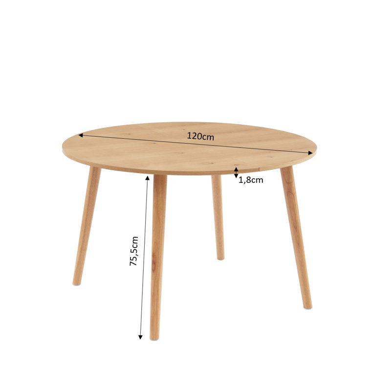 Ravenna 120 cm Oak Round Dining Table with Wood Base