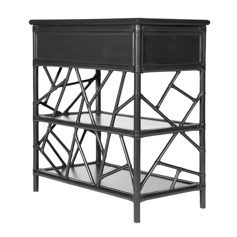 End Table with Storage, Black