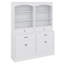 Armoire de rangement pour salle de bain combinée - panneau de fibres à densité moyenne durable avec quatre portes, tiroirs, tablette réglable et six tablettes ouvertes