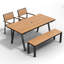 4 Pieces Aluminum Patio Dining Set With Rectangualr Dining Table-130812013-130812018