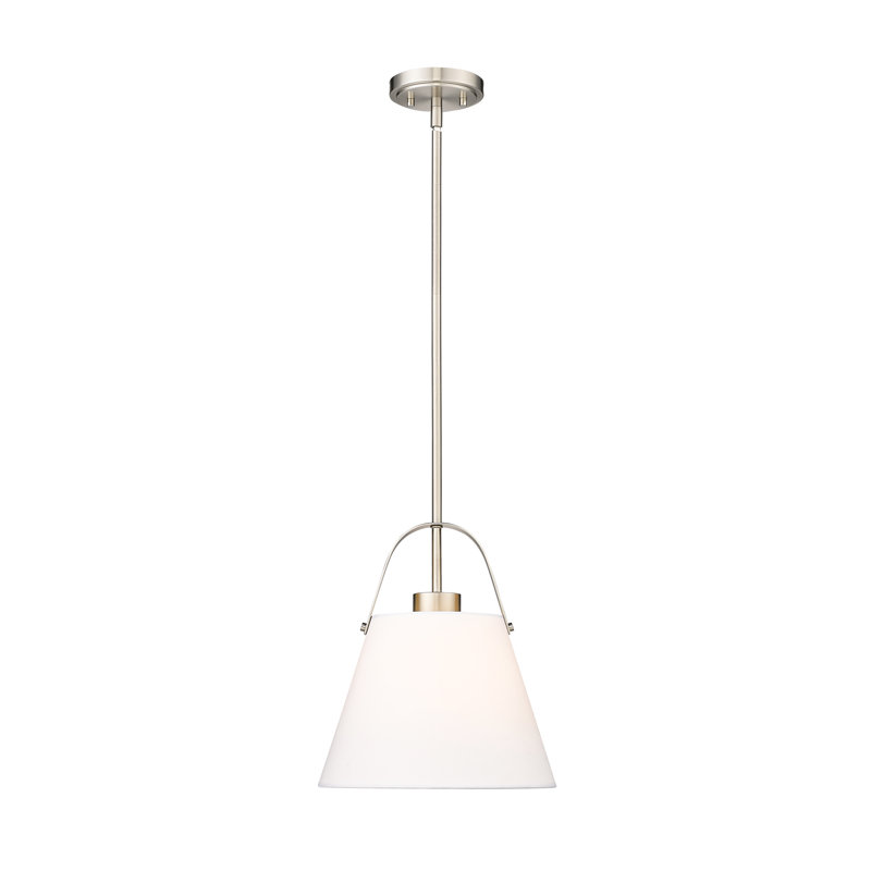 Luminaire suspendu 1 lumière Lupi, Nickel brossé, H 83 po x l 12,5 po x P 12,5 po