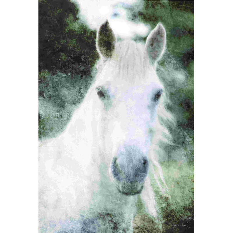Cheval blanc mystique, L 12 po x H 18 po