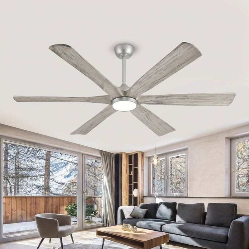 60"/72" Farmhouse Ceiling Fan With Light, Solid Wood Ceiling Fan With Remote & App Control, Quiet Dc Reversible Motor, 6 Speeds, Timer & Memory Function