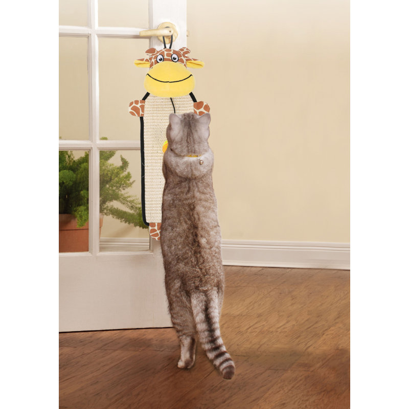 Grattoir pour chat avec chat en sisal et jute Paw-Pleasant
